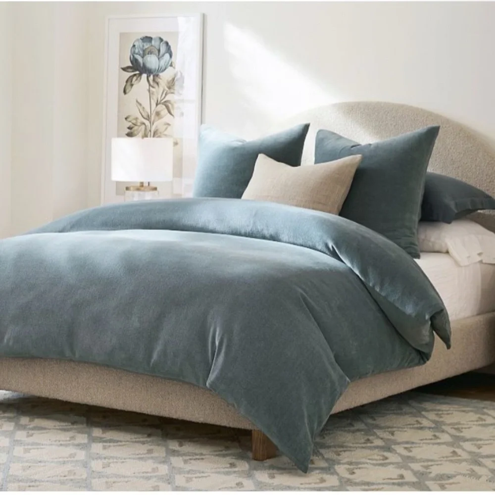 NWT 3 Pottery Barn EURO Steel Blue Cozy Cloud Shams 26x26 - Picture 2 of 4